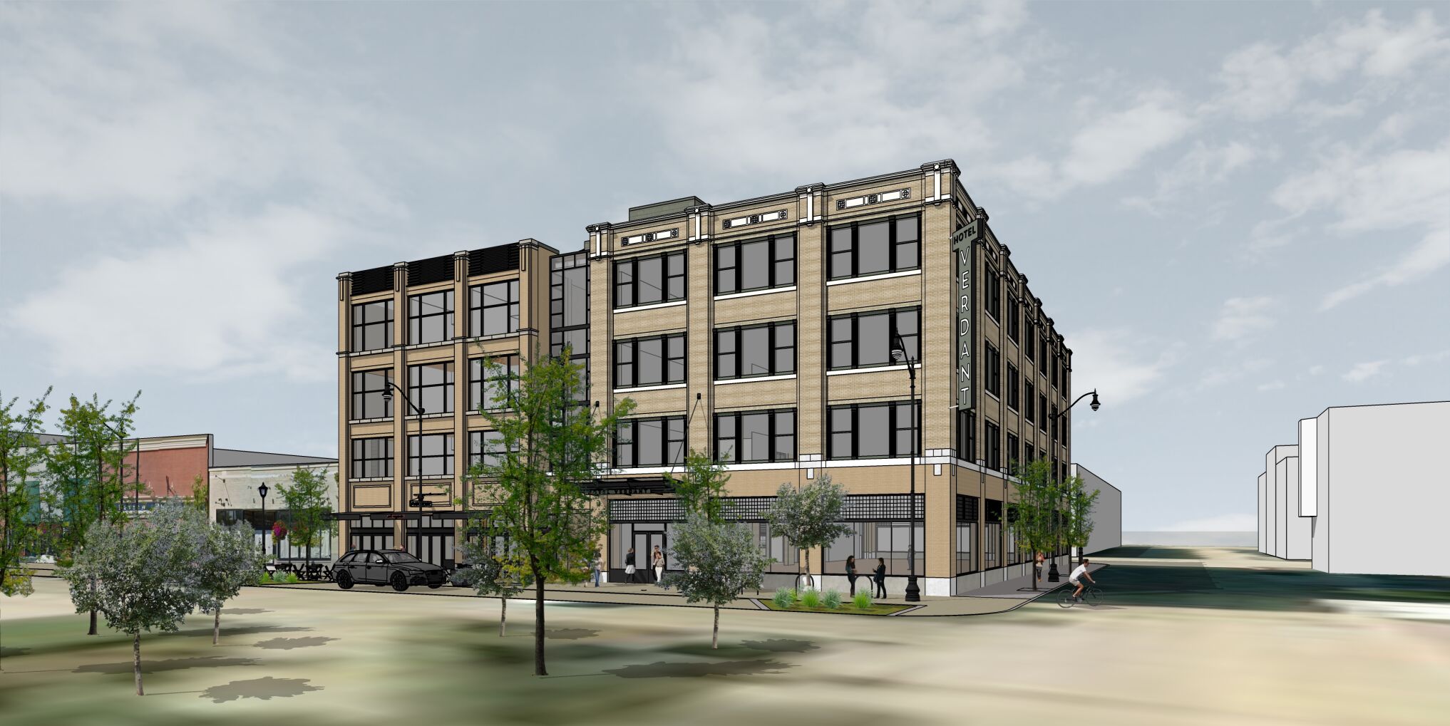 Architectural drawings of the planned Verdant Hotel